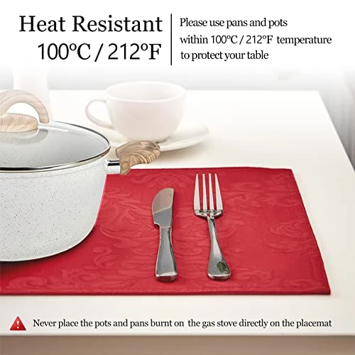 Omejoy Place Mats Set Of 4 – Rectangle Rectangular Waterproof Fabric Polyester Cloth Washable Wipeable Heat Resistant Placemats For Kitchen Dining Dinner Table Indoor 13 X 19 Inch Red 3 Omejoy Place Mats Set Of 4 – Rectangle Rectangular Waterproof Fabric Polyester Cloth Washable Wipeable Heat Resistant Placemats For Kitchen Dining Dinner Table Indoor 13 X 19 Inch Red - Image 3