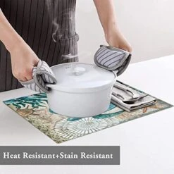 Sea Turtle Placemats Set Of 4, Ocean Animal Nautical Themed Heat Resistant Placemat Washable Cotton Linen Table Mats Retro Party Holiday Decorations For Home Kitchen Dining Table Outdoor Indoor -Generic Furniture Shop 51nrQVSMouL