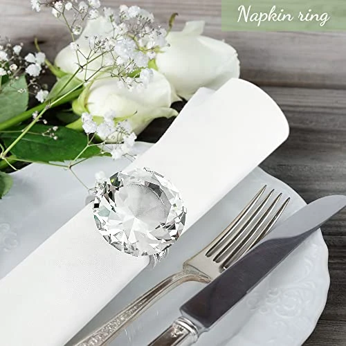 Diamond Napkin Rings Set Of 4 Silver Crystal Napkin Rings For Wedding Spring Summer Eater Holiday Dinner Table Linen Accessory (Ring A Silver, 4) 3 Diamond Napkin Rings Set Of 4 Silver Crystal Napkin Rings For Wedding Spring Summer Eater Holiday Dinner Table Linen Accessory (Ring A Silver, 4) - Image 3
