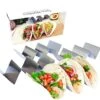 Taco Holder - Taco Holders, Stainless Steel With Free Recipe Ideas - Taco Stand Up Holder - Taco Stand - Taco Plates - Holds 3 Tacos - Dishwasher, Oven And Grill Safe (4 Pack)
