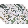 Disposable Floral Magnolia Blossom Paper Place Mats 50 Pack 11”x 17” Rectangle Spring White Flowers Charger Place Mat Summer Flower Dinner Table Setting Bridal Shower Wedding Party Supplies Decor