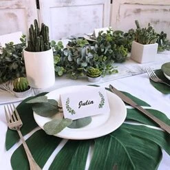 Winlyn 100 Pcs Table Name Place Cards Bulk White Blank Place Cards Floral Greenery Eucalyptus Tented Place Cards Seating Assignment Escort Cards - 3.5" X 2" Wedding Baby Shower Christmas Dinner Party -Generic Furniture Shop 51oavuIhsdL