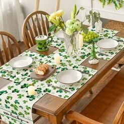 Lucky Shamrock St. Patrick's Day Placemats For Dining Table, 12 X 18 Inch Seasonal Holiday Rustic Vintage Washable Table Mats Set Of 4 -Generic Furniture Shop 51og8zcxgYL