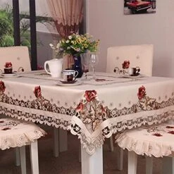 Oval Embroidery Rose Table Doily 15.7"x33.6" Handmade Flower Table Cover Beige Table Doilies Durable Washable Table Cloths For Coffee Table -Generic Furniture Shop 51p5Zpbo6VL. AC