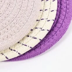 100% Cotton Thread Weave Potholders And Trivets - Stylish Coasters, Hot Pads, Hot Mats, Spoon Rest (Set Of 3) - 7 Inch Diameter Placemats - Perfect For Cooking And Baking By Diameter (Purple) -Generic Furniture Shop 51pGkgajIRL