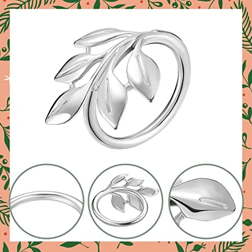Fall Napkin Rings Set Of 4 - Easter Napkin Rings Silver Leaf Napkin Rings For Casual Place Settings, Holiday Family Dinner, Wedding 4 Fall Napkin Rings Set Of 4 - Easter Napkin Rings Silver Leaf Napkin Rings For Casual Place Settings, Holiday Family Dinner, Wedding - Image 4