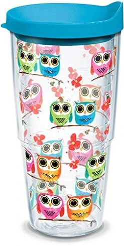 Tervis Colorful Woodland Owls Made In USA Double Walled Insulated Tumbler Cup Keeps Drinks Cold & Hot, 24oz, Clear