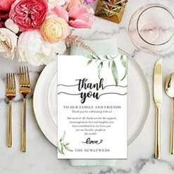 50 Wedding Reception Thank You Cards - Greenery Thank You Table Place Setting Cards-Great Addition To Your Table Centerpiece, Place Setting And Wedding Decorations, 4x6 Inch. -Generic Furniture Shop 51pQTqdjT2L