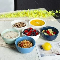 6" Ceramic Soup Bowls, Cereal Bowls Set Of 6, 24OZ White Bowls For Kitchen, Serving Bowls For Cereal Soup Rice Pasta Salad Oatmeal, Thick-edge Non-slip Design -Generic Furniture Shop 51pUOivHVAL