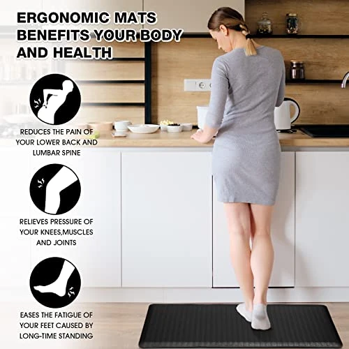 Kitchen Mat Anti Fatigue Kitchen Floor Mat Black Kitchen Rug Non-Skid Waterproof Kitchen Mats And Rugs Ergonomic Comfort Standing Desk Mat Memory Foam Mat For Home Office Sink 17"x29" 6 Kitchen Mat Anti Fatigue Kitchen Floor Mat Black Kitchen Rug Non-Skid Waterproof Kitchen Mats And Rugs Ergonomic Comfort Standing Desk Mat Memory Foam Mat For Home Office Sink 17"x29" - Image 6