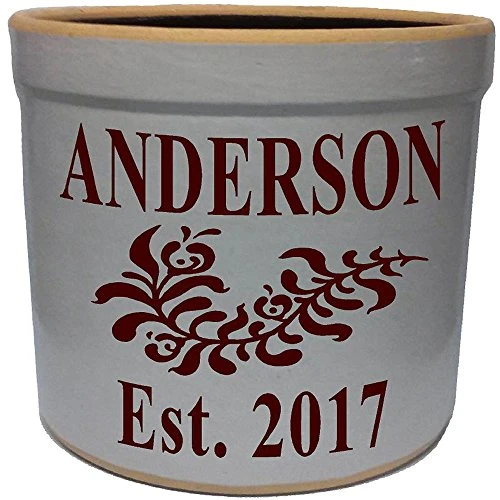 2 Gallon Personalized Stoneware Crock - Wedding Tulip 1 2 Gallon Personalized Stoneware Crock - Wedding Tulip