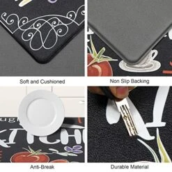 Colorful Anti Fatigue Kitchen Mat Set 2 Pieces Non Skid Waterproof Kitchen Rugs And Runner Sets Cushioned Kitchen Floor Mat Carpet Comfort Standing Mats 17"x28"+17"x48" -Generic Furniture Shop 51q4Pomab2L