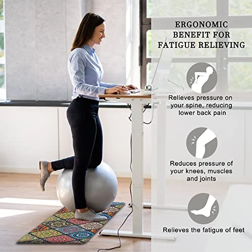 QiyI Floor Comfort Mat 1 Piece Kitchen Rug PVC Leather Waterproof Oil Proof Runner Rug Non Skid Laundry Standing Mat Anti Fatigue Foam Cushioned Doormat 17" W X 71" L - Ethnic Traditional Pattern 4 QiyI Floor Comfort Mat 1 Piece Kitchen Rug PVC Leather Waterproof Oil Proof Runner Rug Non Skid Laundry Standing Mat Anti Fatigue Foam Cushioned Doormat 17" W X 71" L - Ethnic Traditional Pattern - Image 4