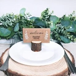 30 Pcs Rustic Wood Place Card Holders Circular Table Numbers Holder Stand Wooden Bark Memo Holder Card Photo Picture Note Clip Holders And Kraft Place Cards Bulk Wedding Party Table Number Sign -Generic Furniture Shop 51qJeqzo9SL
