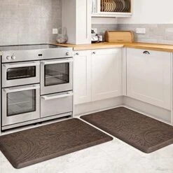 2PCS Kitchen Mat Cushioned Anti-Fatigue Floor Mat,Waterproof Non-Slip Standing Mat,Ergonomic Comfort Floor Mat Rug For Home,Office,Sink,Laundry,Desk(17.3"x28"+17.3"x60",Brown) -Generic Furniture Shop 51qJlbFPzBS. AC