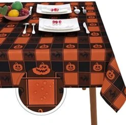 Halloween Tablecloth, Plaid Checkered Table Cloth With Cat And Pumpkin, Orange And Black Tablecloths, Machine Washable Tablecloth Rectangle For Dinner Party Decoration, 60 X 84 Inch -Generic Furniture Shop 51qX5HGNuyL. AC