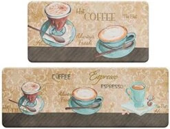 Coffee Theme Kitchen Rug Set 2 Pieces, Cushioned Anti-Fatigue Kitchen Floor Mats Waterproof Easy To Clean Comfort Standing Kitchen Mat Set (Beige) -Generic Furniture Shop 51qZ6tZL5CL. AC