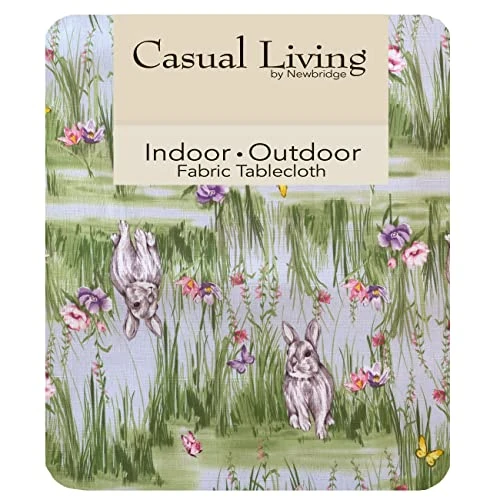 Easter Bunny Rabbit Meadow Fabric Tablecloth, Spring Bunnies And Pastel Floral Easy Care, Stain Resistant Fabric Tablecloth, 60” X 84” Oblong/Rectangle 2 Easter Bunny Rabbit Meadow Fabric Tablecloth, Spring Bunnies And Pastel Floral Easy Care, Stain Resistant Fabric Tablecloth, 60” X 84” Oblong/Rectangle - Image 2
