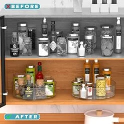 Plastic Round Lazy Susan Rotating Turntable Food Storage Container For Cabinet, Pantry, Refrigerator, Countertop, Spinning Organizer For Spices, Condiments, Baking Supplies 11.5'' 2 Packs -Generic Furniture Shop 51qqBaPLl7L