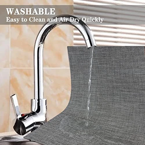 Placemats Set Of 6, Woven Vinyl Placemats, Washable & Durable Table Placemats, Indoor/Outdoor Use Table Mats, Grey 4 Placemats Set Of 6, Woven Vinyl Placemats, Washable & Durable Table Placemats, Indoor/Outdoor Use Table Mats, Grey - Image 4