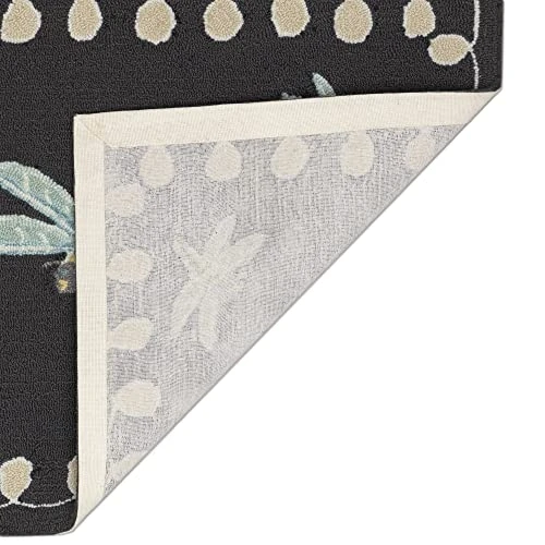 Liora Manne Frontporch Indoor Outdoor Rug - Novelty Design, Hand Hooked, Weather Resistant, UV Stabilized, Foyers, Porches, Patios & Decks, Contemporary, Dragonfly Midnight, 2' X 5' 3 Liora Manne Frontporch Indoor Outdoor Rug - Novelty Design, Hand Hooked, Weather Resistant, UV Stabilized, Foyers, Porches, Patios & Decks, Contemporary, Dragonfly Midnight, 2' X 5' - Image 3