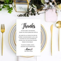 50 Wedding Thank You Place Setting Cards For The Bride And Groom, Perfect For: Bridal Shower Or Wedding, Print To Add To Your Table Centerpieces And Wedding Decorations.