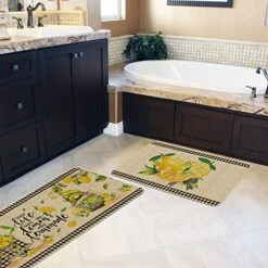 Hexagram Lemon Kitchen Mats Set Of 2, Lemon Kitchen Decor Rugs And Mats Farmhouse Plaid Tree And Truck Mat For Floor,Bathroom, Spring And Summer Lemon Decorations For Home 17x29 Inch-17x47 Inch 18 Hexagram Lemon Kitchen Mats Set Of 2, Lemon Kitchen Decor Rugs And Mats Farmhouse Plaid Tree And Truck Mat For Floor,Bathroom, Spring And Summer Lemon Decorations For Home 17x29 Inch-17x47 Inch -Generic Furniture Shop 51r5n5oXCKL