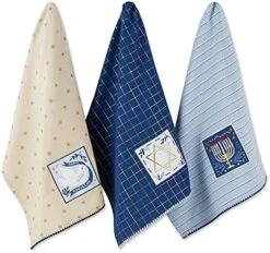 Hanukkah Kitchen Collection Festival Of Lights Celebration Decor, Dish Towel Set, 18x28, Embroidered Dreidel, 3 Piece -Generic Furniture Shop 51rO1OUSb1S. AC