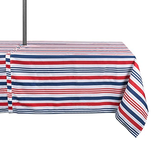 Patriotic Stripes Tabletop Collection, Stain Resistant & Waterproof, Tablecloth, 60x84 W/Zipper, Red, White, & Blue 1 Patriotic Stripes Tabletop Collection, Stain Resistant & Waterproof, Tablecloth, 60x84 W/Zipper, Red, White, & Blue