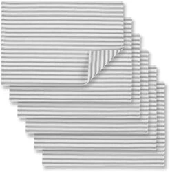 Alloy Gray And White Ticking Stripe Fabric Placemats 13 X 19 Inches Woven Cotton Reversible, Set Of 6 -Generic Furniture Shop 51rlV8Up2iS. AC