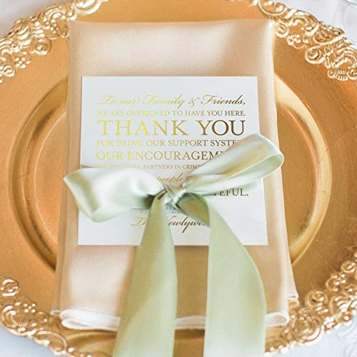 Wedding Reception Thank You Cards, Pack Of 50 REAL GOLD Foil Cards, Great Addition To Your Table Centerpiece, Place Setting, Wedding Decorations, Each Card Is 5x5, Made In The USA 3 Wedding Reception Thank You Cards, Pack Of 50 REAL GOLD Foil Cards, Great Addition To Your Table Centerpiece, Place Setting, Wedding Decorations, Each Card Is 5x5, Made In The USA - Image 3