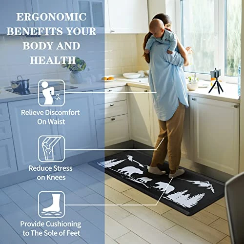 Hoikwo 2 Pcs Home Kitchen Decor Bear Rugs And Mats For Floor, Apartment Essentials, 0.47inch Thick Cushioned Anti Fatigue Mats Winter Kitchen Floor Mat For Sink, Laundry, Office 4 Hoikwo 2 Pcs Home Kitchen Decor Bear Rugs And Mats For Floor, Apartment Essentials, 0.47inch Thick Cushioned Anti Fatigue Mats Winter Kitchen Floor Mat For Sink, Laundry, Office - Image 4