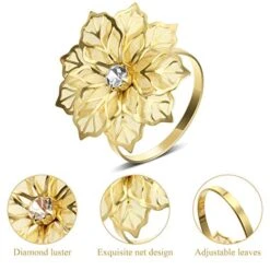 24 Pcs Napkin Rings Alloy Napkin Rings Hollow Out Flower Ring Napkin Holder Adornment Exquisite Household Floral Rhinestone Napkin Rings Set For Christmas Wedding Party Table Decor (Gold) -Generic Furniture Shop 51s9P7G4FpL