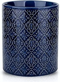 KOOV Kitchen Utensil Holder, Large Utensil Holders For Countertop, 6 X 7 Inches Ceramic Utensil Crock, Deep And Stable, Cooking Utensil Holder, Embossed Pattern (BLue) -Generic Furniture Shop 51saOWvM1jS. AC