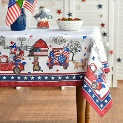 4th Of July Tablecloth 60x84 Inch, Patriotic Independence Day Memorial Day Red Truck Cat Table Cover For Party Picnic Dinner Decor -Generic Furniture Shop 51tDcwxFCgL. AC 3