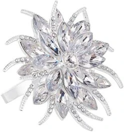 Set Of 8 Lotus Flower Napkin Rings For Dinning Table Setting- Silver Rhinestone Winter Napkin Ring Serviette Buckles Holder For Wedding, Christmas, Holiday Party, Home Kitchen Table Decor -Generic Furniture Shop 51tFxNV39vL. AC