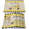Store Placemats Yellow Truck Sweet Honey Bee Daisy Black White Grid Heat-Resistant Washable Place Mats Non Slip, Table Mats For Dinner Table Kitchen Outdoor Weeding Set Of 6