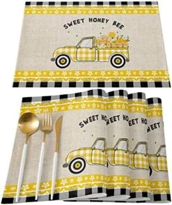 Store Placemats Yellow Truck Sweet Honey Bee Daisy Black White Grid Heat-Resistant Washable Place Mats Non Slip, Table Mats For Dinner Table Kitchen Outdoor Weeding Set Of 6 23 Store Placemats Yellow Truck Sweet Honey Bee Daisy Black White Grid Heat-Resistant Washable Place Mats Non Slip, Table Mats For Dinner Table Kitchen Outdoor Weeding Set Of 6 -Generic Furniture Shop 51tcXtLEFBL. AC