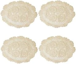 Crochet Cotton Lace Placemats Doilies 4pc, Oval, Beige, 12 X 17 Inch -Generic Furniture Shop 51txuQDerDS. AC