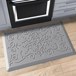 Kitchen Mat Cushioned Anti-Fatigue Kitchen Floor Mats, 30x20 Inch, Non-Slip Waterproof Kitchen Rug For House Office Standing Desk, Grey