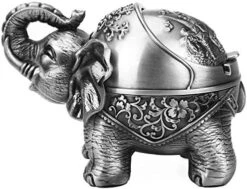 Elephant Decorative Ashtray With Lid For Cigarettes Metal Smoking Ash Tray Ashtrays For Smoker Windproof Cigarette Ashtrays For Outdoor Indoor Fancy Gift For Men Women Weed Smokers (Dark Green) -Generic Furniture Shop 51uB2PtCRUL. AC