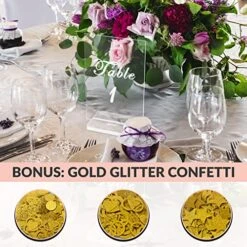 Acrylic Table Numbers 1-15 - 4x6” Wedding Table Numbers With Stand 3 Bags Of Gold Glitter Confetti - Clear Table Number Signs For Wedding Reception, Party, Event, Centerpiece Decoration -Generic Furniture Shop 51uDr941IHL