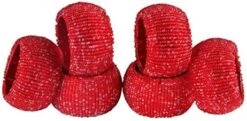 Sequin Beaded Napkin Rings Set, Handmade, Set Of 12, Beaded Napkin Holders, Hand Made By Skilled Artisans - Perfect For Parties, Any Events, Regular Home Use, Family Dinners, Holidays- Red Multi -Generic Furniture Shop 51uGN0JZnL. AC