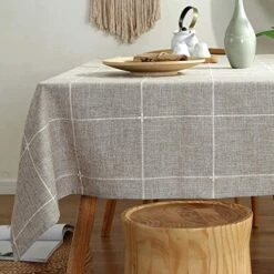 Cotton Linen Tablecloth Square Grey Fabric Coffee Table Cloth Vintage Farmhouse Table Cover For Card Table (52"x52", Linen) -Generic Furniture Shop 51uL94mu5AL. AC 2