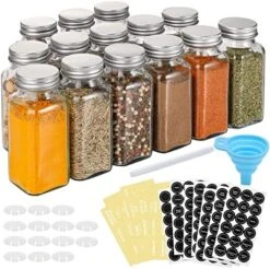 14 Pcs Glass Spice Jars With Spice Labels - 4oz Empty Square Spice Bottles - Shaker Lids And Airtight Metal Caps - Chalk Marker And Silicone Collapsible Funnel Included 11 14 Pcs Glass Spice Jars With Spice Labels - 4oz Empty Square Spice Bottles - Shaker Lids And Airtight Metal Caps - Chalk Marker And Silicone Collapsible Funnel Included -Generic Furniture Shop 51ufXlYPAdL. AC