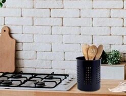 Stainless Steel Kitchen Utensil Holder - Crock Organizer Caddy - Great For Large Cooking Tools (6.3" Diameter X 7"H, Black With Holes Design) 7 Stainless Steel Kitchen Utensil Holder - Crock Organizer Caddy - Great For Large Cooking Tools (6.3" Diameter X 7"H, Black With Holes Design) -Generic Furniture Shop 51urbZM0heL