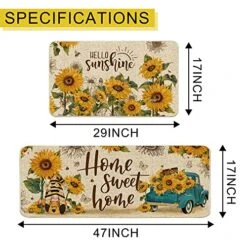 Hexagram Sunflower Kitchen Rugs And Mats Set Of 2, Sunflower Kitchen Mats, You Are My Sunshine Farmhouse Anti Fatigue Mats For Floor Decorations, Sunflower Kitchen Decor 17x29 Inch-17x47 Inch -Generic Furniture Shop 51v7bbR3ovL