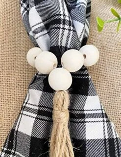 Napkin Rings Farmhouse Natural White Wooden Beads Tassels,Set Of 4 -Generic Furniture Shop 51vUaTnsh9L