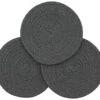 Kitchen Potholders Set Trivets Set Pure Cotton Thread Weave Hot Pot Holders Set Hot Pads Hot Mats, Round Stylish Coasters, Diameter 7 Inches, Set Of 3 (Dark Grey, 7")