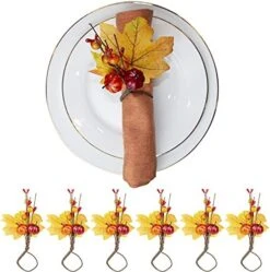 Fall Napkin Rings Set Of 6 Thanksgiving Leaf Pumpkin Napkin Holders Metal Napkin Ring Decor For Christmas Parties, Table Decoration (Pumpkin Leaf Ring, 6) -Generic Furniture Shop 51w5yOQE0GL. AC